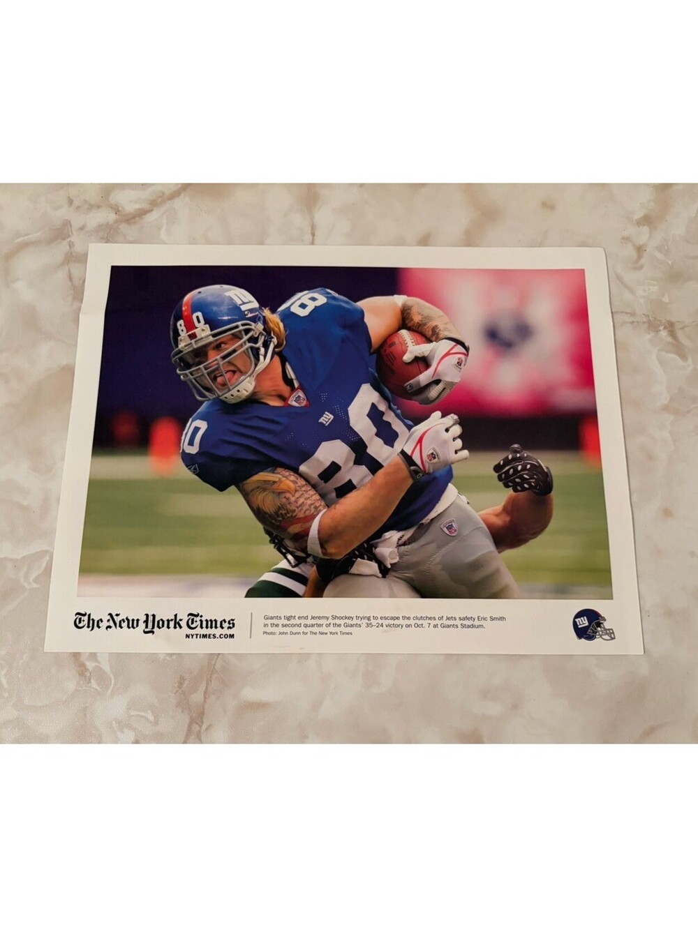 Vintage NFL New York Giants Jeremy Shockey New York Times 8 x 10 Action Photo
